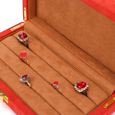 Custom Orange Microfiber Leather Jewelry Box for Stud Bracelet and Ring 19.5*11*5cm