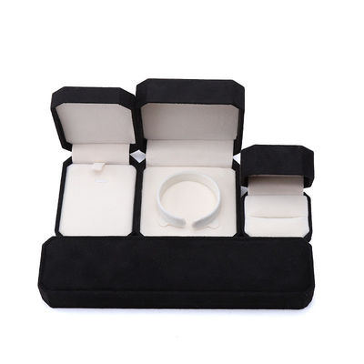 Customization Rectangle Black Flannelette Jewelry Box for Necklaces Bracelets and Rings