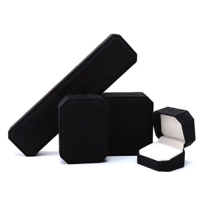 Customization Rectangle Black Flannelette Jewelry Box for Necklaces Bracelets and Rings