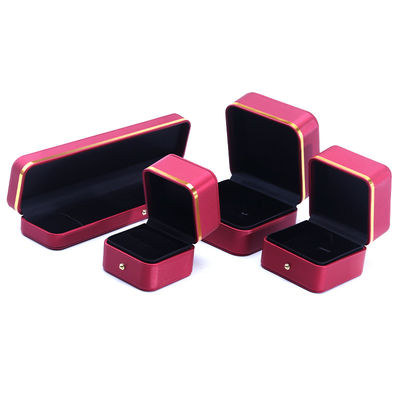 Buy Red Grade Leather Jewelry Box for Newest Style Rectangle Bracelet Necklace Watch Gift online manufacture