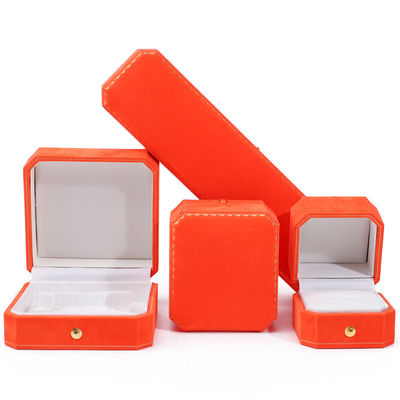 Buy Newest Orange Velvet Jewelry Box for Custom Logo Pendant Earrings Bracelet Necklace Ring online manufacture