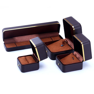 Buy Coffee Style Grade Leather Jewelry Packaging Box for Stud Earrings Necklace Watch and Ring online manufacture