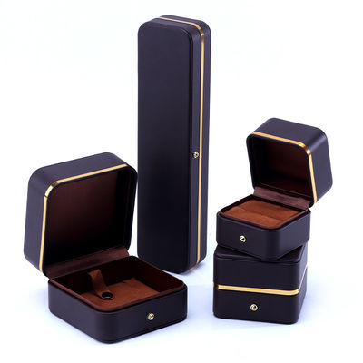 Coffee Style Grade Leather Jewelry Packaging Box for Stud Earrings Necklace Watch and Ring