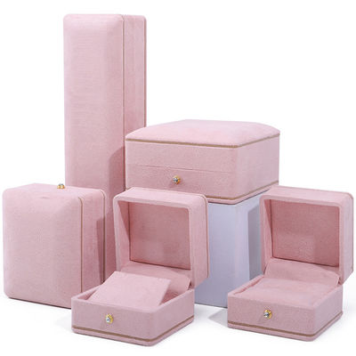 Buy Rectangle Pink Jewelry Box for Custom Logo Packaging of Bracelets Necklaces and Rings online manufacture