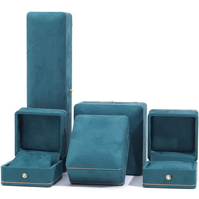 Wholesale manufacturing Luxury Jewellery Box Personalized Custom high quality Necklace Bracelet Earrings Ring jewelry set Packaging Velvet blue Jewelry Box with logo