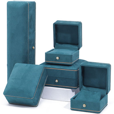 Wholesale manufacturing Luxury Jewellery Box Personalized Custom high quality Necklace Bracelet Earrings Ring jewelry set Packaging Velvet blue Jewelry Box with logo