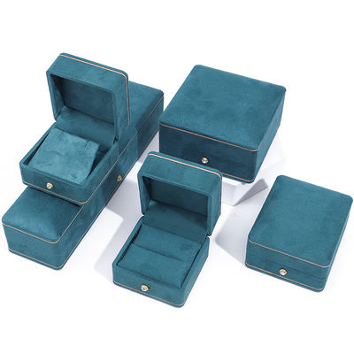 Wholesale manufacturing Luxury Jewellery Box Personalized Custom high quality Necklace Bracelet Earrings Ring jewelry set Packaging Velvet blue Jewelry Box with logo