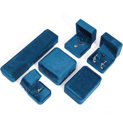 Wholesale manufacturing hot selling Luxury Jewellery Box Personalized Custom logo high end Blue Necklace Bracelet Earrings Ring Packaging Velvet Jewelry Box