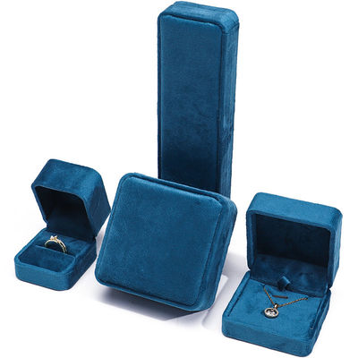 Wholesale manufacturing hot selling Luxury Jewellery Box Personalized Custom logo high end Blue Necklace Bracelet Earrings Ring Packaging Velvet Jewelry Box