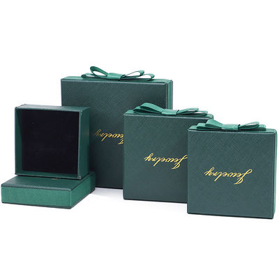 Green Necklace Earrings Ring Paper Jewelry Gift Box Customized Size Rectangle Shape