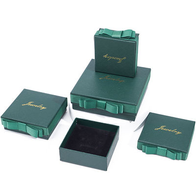 Green Necklace Earrings Ring Paper Jewelry Gift Box Customized Size Rectangle Shape
