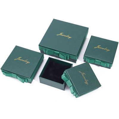 Green Necklace Earrings Ring Paper Jewelry Gift Box Customized Size Rectangle Shape