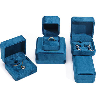 Wholesale manufacturing hot selling Luxury Jewellery Box Personalized Custom logo high end Blue Necklace Bracelet Earrings Ring Packaging Velvet Jewelry Box