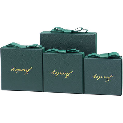 Green Necklace Earrings Ring Paper Jewelry Gift Box Customized Size Rectangle Shape
