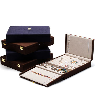 Buy Custom Blue Microfiber Leather Jewelry Set Box for Jewelry Packaging and Storage Solutio online manufacture