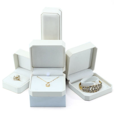 Hanhong Jewelry Package for Earrings Bracelet Storage Box in White Leather 10*10*5cm