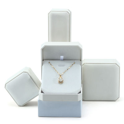 Hanhong Jewelry Package for Earrings Bracelet Storage Box in White Leather 10*10*5cm