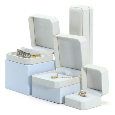 Hanhong Jewelry Package for Earrings Bracelet Storage Box in White Leather 10*10*5cm