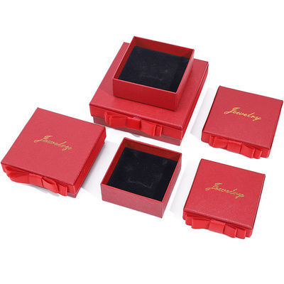 Buy Custom Logo Red Paper Jewelry Box For Necklace Earrings Ring Handmade Rectangle online manufacture