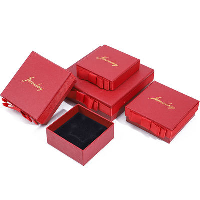 Custom Logo Red Paper Jewelry Box For Necklace Earrings Ring Handmade Rectangle