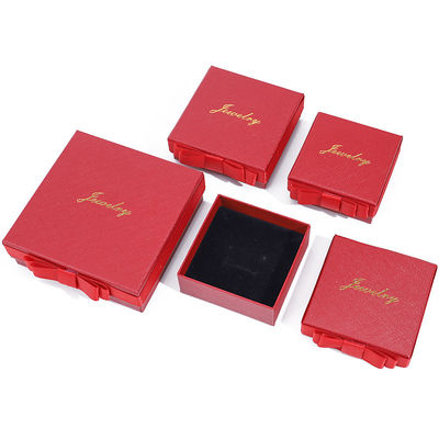 Custom Logo Red Paper Jewelry Box For Necklace Earrings Ring Handmade Rectangle