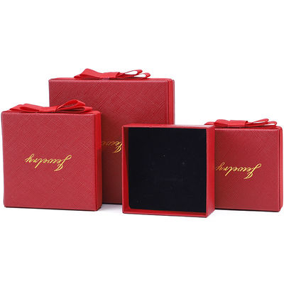 Custom Logo Red Paper Jewelry Box For Necklace Earrings Ring Handmade Rectangle