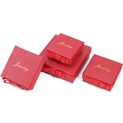 Custom Logo Red Paper Jewelry Box For Necklace Earrings Ring Handmade Rectangle