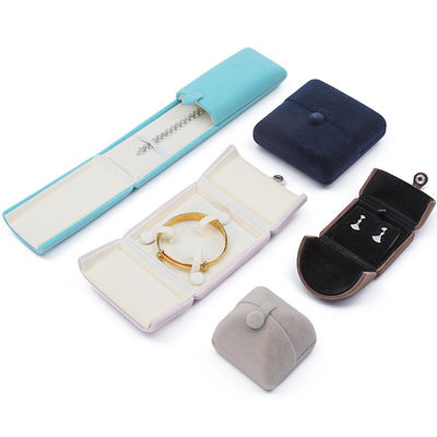 Multi Color Velvet Necklace And Earring Box Clamshell Shaped Jewelry Case Packaging