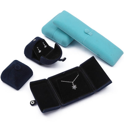Multi Color Velvet Necklace And Earring Box Clamshell Shaped Jewelry Case Packaging