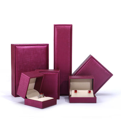 China manufacturing Wholesale Luxury Jewellery Box packaging Custom high end Necklace Bracelet Earring Ring Packaging rose Red Pu Leather Jewelry Box with logo