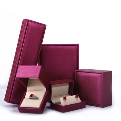 China manufacturing Wholesale Luxury Jewellery Box packaging Custom high end Necklace Bracelet Earring Ring Packaging rose Red Pu Leather Jewelry Box with logo