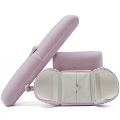 Buy Tasteful Purple Velvet Jewelry Box Clamshell Shaped Case With Button Closure online manufacture