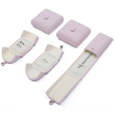 Tasteful Purple Velvet Jewelry Box Clamshell Shaped Case With Button Closure
