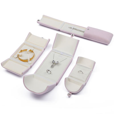 Tasteful Purple Velvet Jewelry Box Clamshell Shaped Case With Button Closure