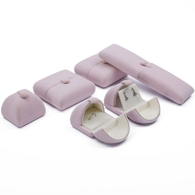 Tasteful Purple Velvet Jewelry Box Clamshell Shaped Case With Button Closure