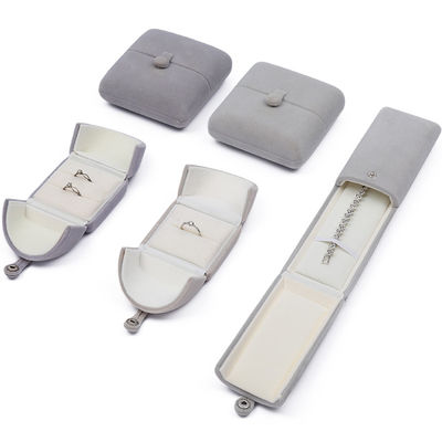 Grey Eye-Catching Clamshell-Shaped Velvet Jewelry Box Luxury Storage Packaging