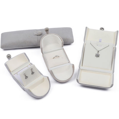 Grey Eye-Catching Clamshell-Shaped Velvet Jewelry Box Luxury Storage Packaging