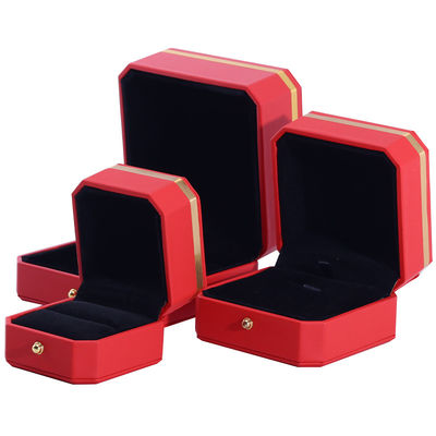 Eye-Catching Red Octagonal PU Leather Luxury Packaging Box with Gold Trim