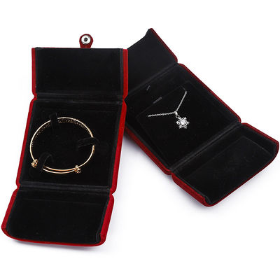 Dark Red Soft Velvet Jewelry Box Clamshell Shaped Jewelry Set Box Packaging