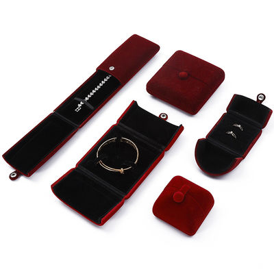 Dark Red Soft Velvet Jewelry Box Clamshell Shaped Jewelry Set Box Packaging