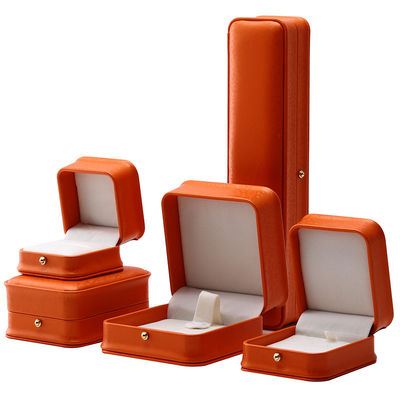 Buy Orange Snow Grain Noble PU Leather Jewelry Box for Luxury Storage Packaging online manufacture