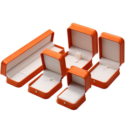 Orange Snow Grain Noble PU Leather Jewelry Box for Luxury Storage Packaging