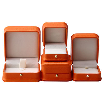 Orange Snow Grain Noble PU Leather Jewelry Box for Luxury Storage Packaging