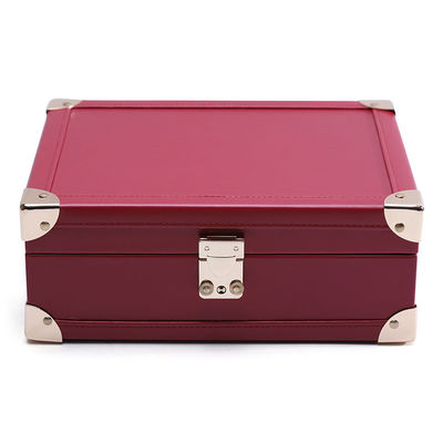Buy Luxurious Corner Protection PU Leather Jewelry Storage Organizer Case with Mirror online manufacture