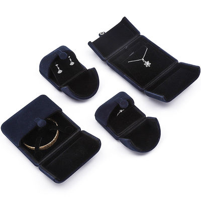 China manufacturing Wholesale high quality Jewellery packaging Box Custom luxury Big Jewelry Set box Necklace Bracelet Earrings Ring packaging handmade blue velvet double door Jewelry Box with logo