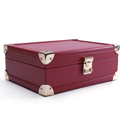 Luxurious Corner Protection PU Leather Jewelry Storage Organizer Case with Mirror