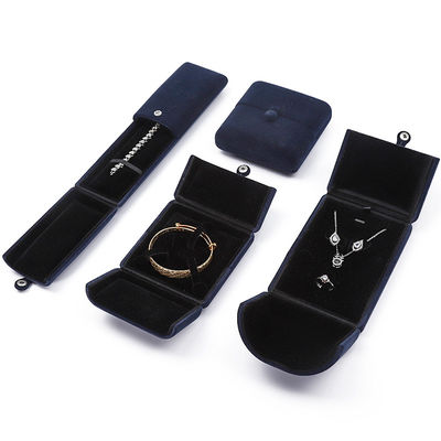 China manufacturing Wholesale high quality Jewellery packaging Box Custom luxury Big Jewelry Set box Necklace Bracelet Earrings Ring packaging handmade blue velvet double door Jewelry Box with logo