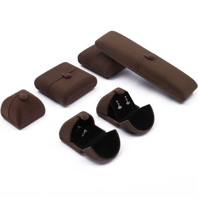 Clamshell Shaped Velvet Jewelry Organizer Box Luxury Storage Packaging Button Closure
