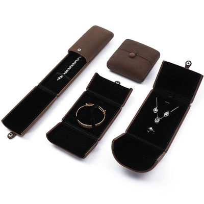 Clamshell Shaped Velvet Jewelry Organizer Box Luxury Storage Packaging Button Closure