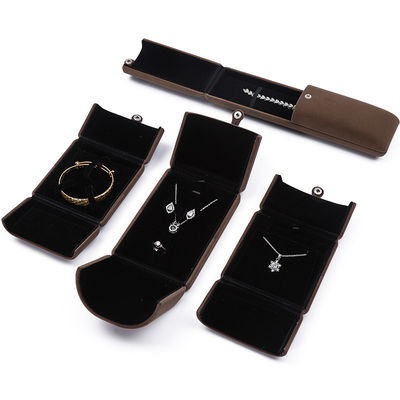 Clamshell Shaped Velvet Jewelry Organizer Box Luxury Storage Packaging Button Closure